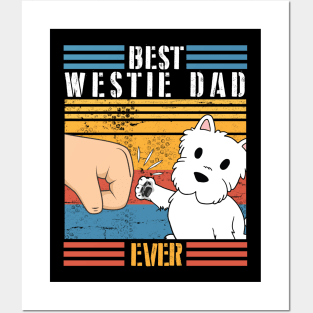 Westie Dog And Daddy Hand To Hand Best Westie Dad Ever Dog Father Parent July 4th Day Posters and Art